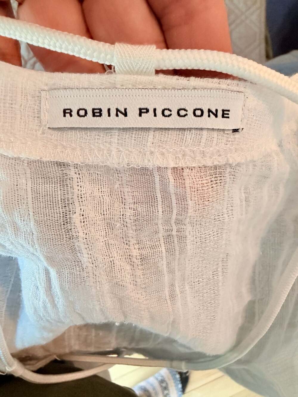 Robin Piccone Natalie Lace-Up Fringe Tunic Swim Cover-Up, White, Size L - Picture 7 of 8